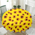 Yellow Sunflower Pattern Print Waterproof Round Tablecloth