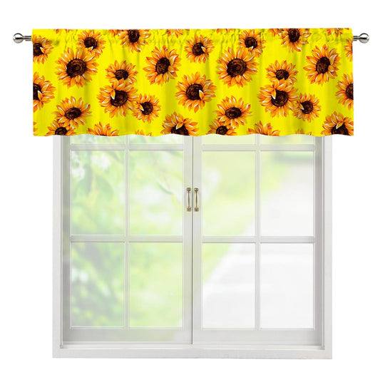 Yellow Sunflower Pattern Print Window Valance