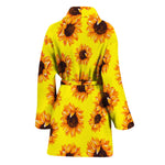 Yellow Sunflower Pattern Print Women's Bathrobe