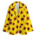 Yellow Sunflower Pattern Print Women's Cotton Blazer