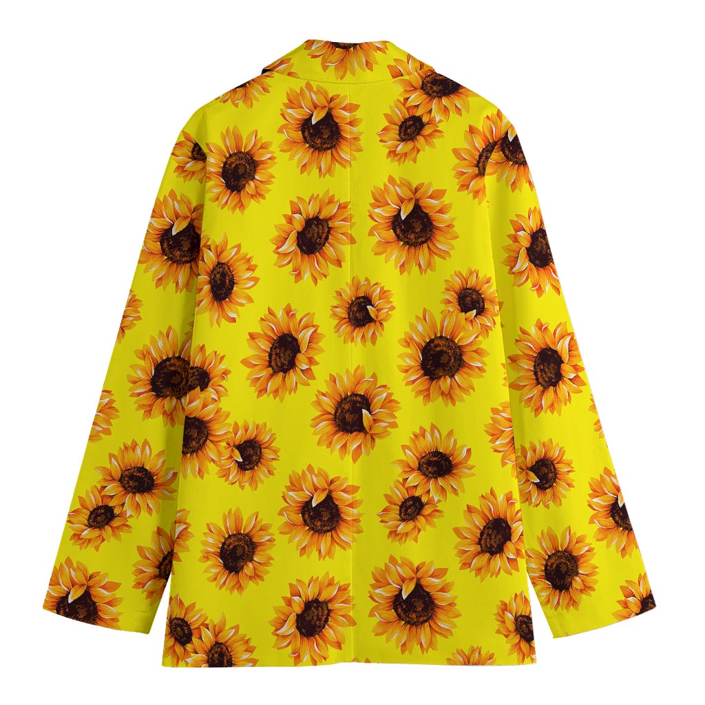 Yellow Sunflower Pattern Print Women's Cotton Blazer