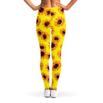 Yellow Sunflower Pattern Print Women's Leggings