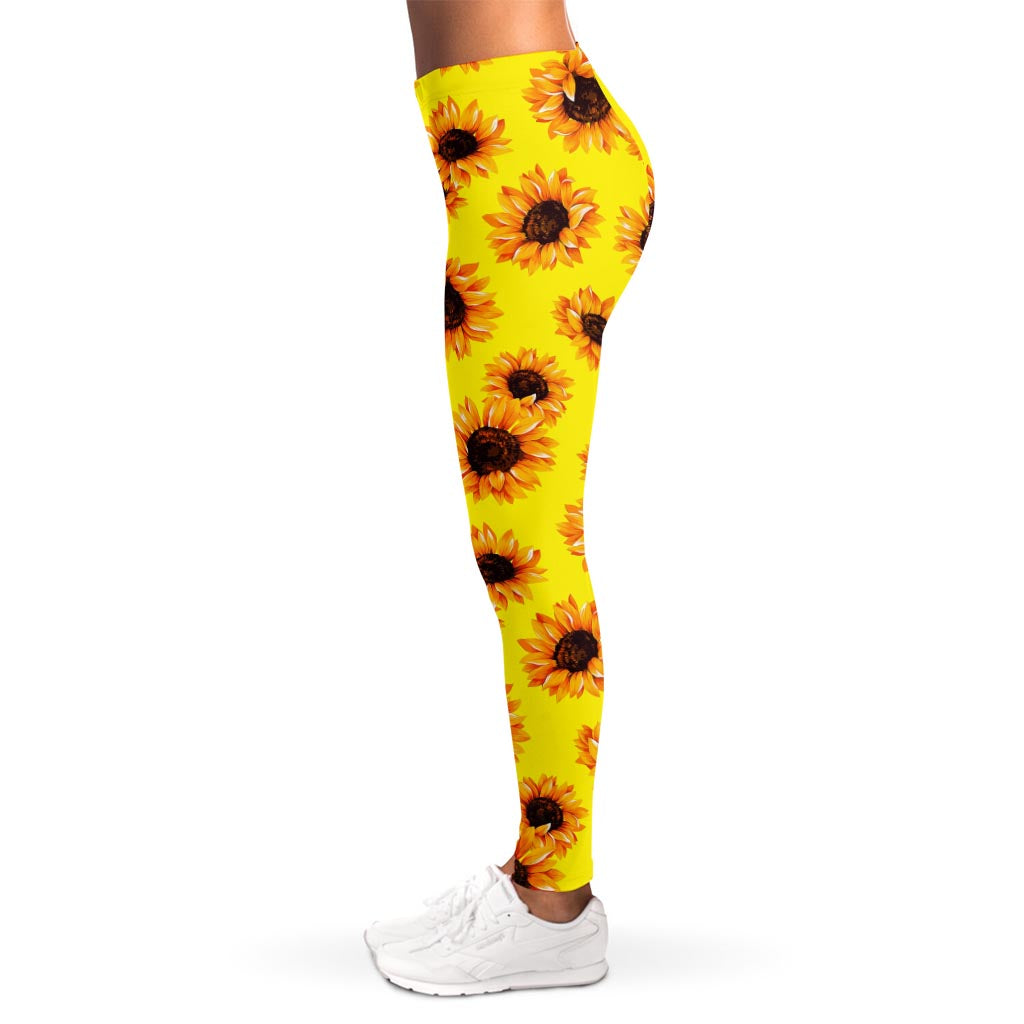 Yellow Sunflower Pattern Print Women's Leggings