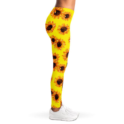 Yellow Sunflower Pattern Print Women's Leggings