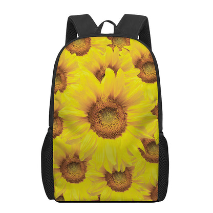 Yellow Sunflower Print 17 Inch Backpack