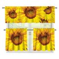 Yellow Sunflower Print 3 Piece Kitchen Curtains