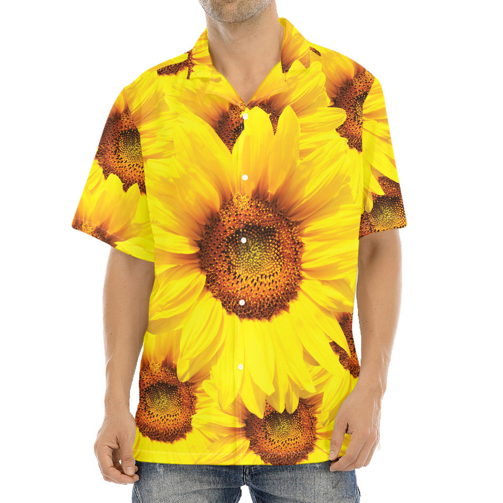 Yellow Sunflower Print Aloha Shirt