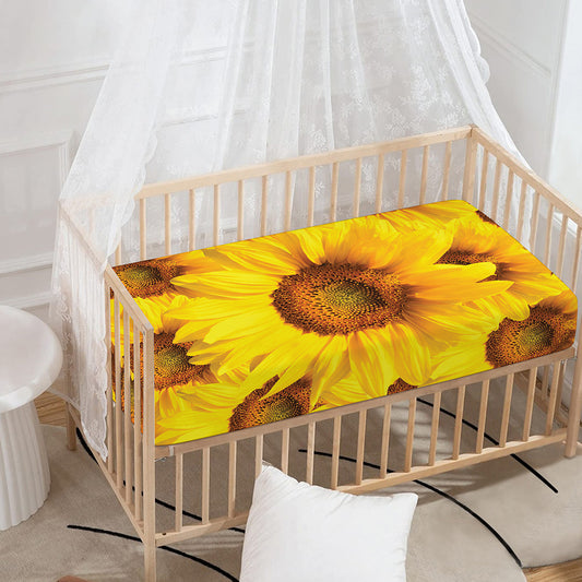 Yellow Sunflower Print Baby Crib Sheet