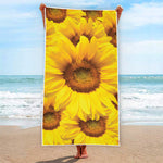 Yellow Sunflower Print Beach Towel