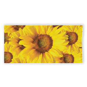 Yellow Sunflower Print Beach Towel