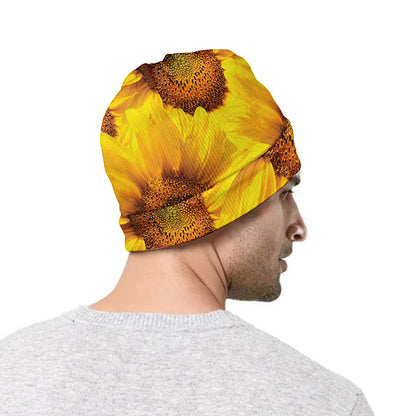 Yellow Sunflower Print Beanie