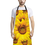 Yellow Sunflower Print Bib Apron With Pocket