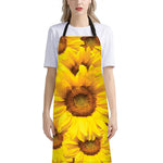 Yellow Sunflower Print Bib Apron With Pocket
