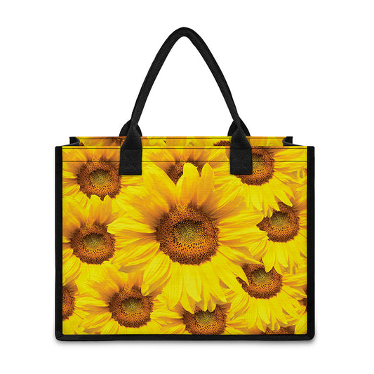 Yellow Sunflower Print Canvas Tote Bag