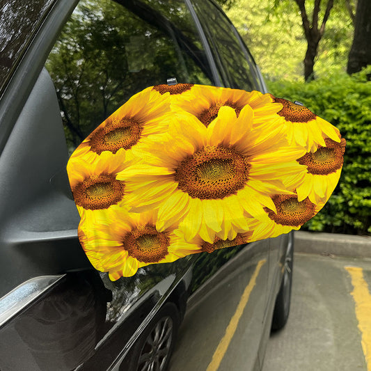 Yellow Sunflower Print Car Side Mirror Covers