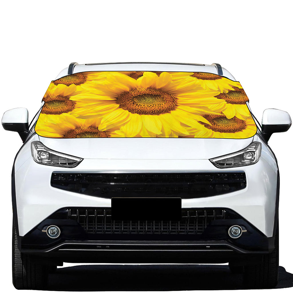 Yellow Sunflower Print Car Windshield Snow Cover