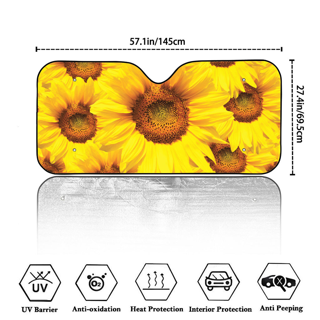 Yellow Sunflower Print Car Windshield Sun Shade