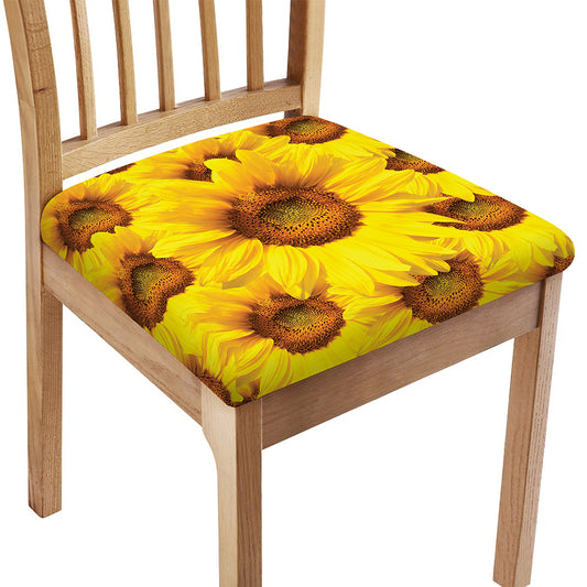Yellow Sunflower Print Chair Cushion Cover