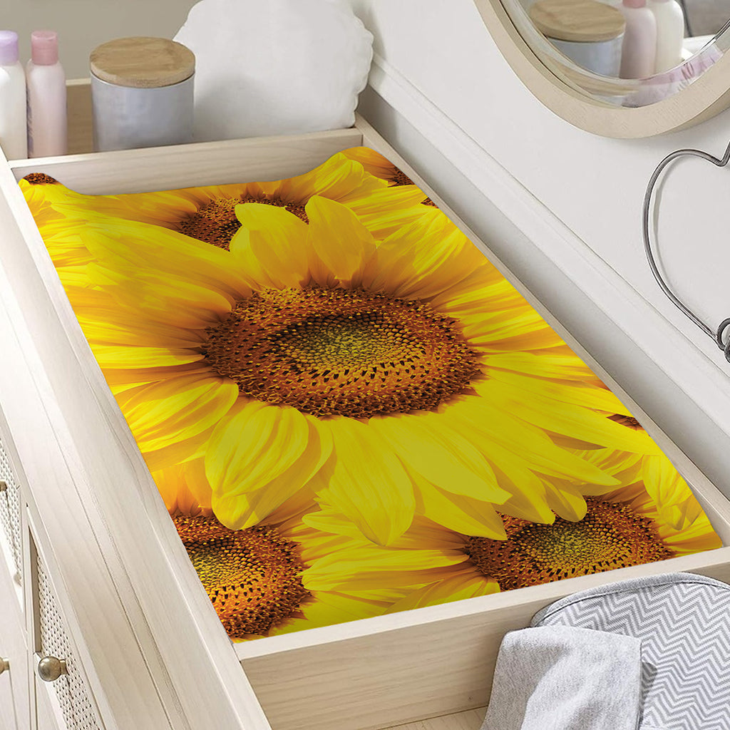 Yellow Sunflower Print Changing Pad Cover