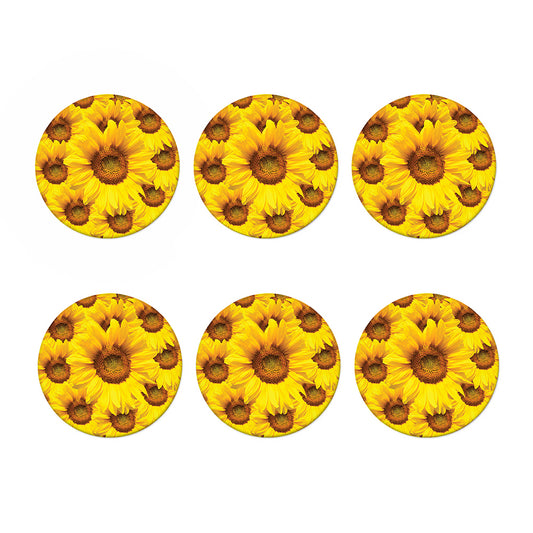 Yellow Sunflower Print Coaster Set