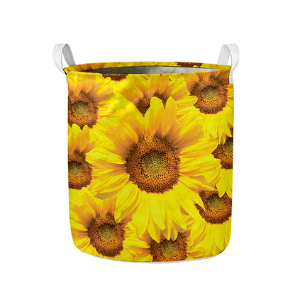 Yellow Sunflower Print Collapsible Laundry Basket