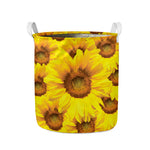 Yellow Sunflower Print Collapsible Laundry Basket