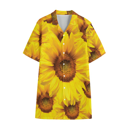 Yellow Sunflower Print Cotton Hawaiian Shirt
