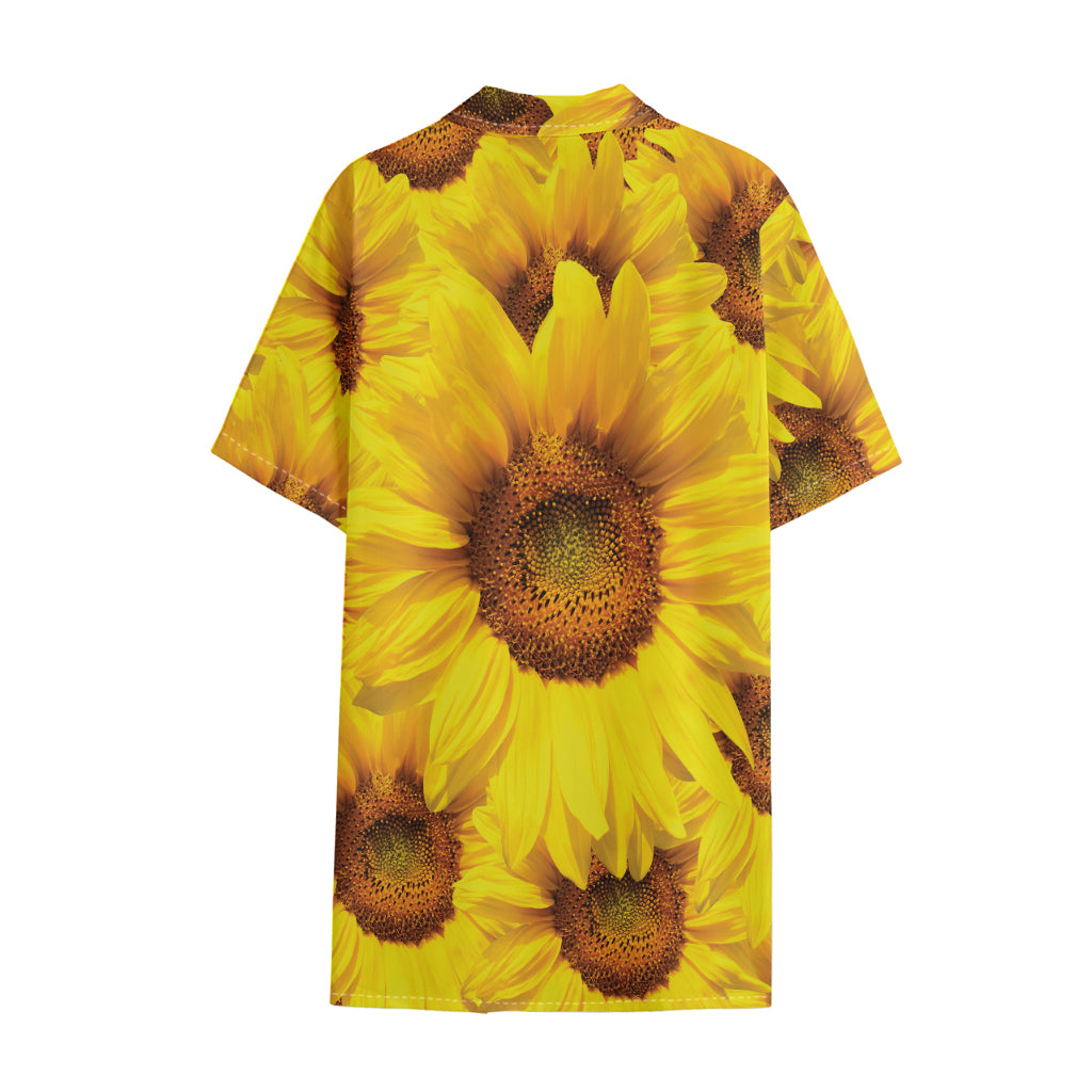 Yellow Sunflower Print Cotton Hawaiian Shirt