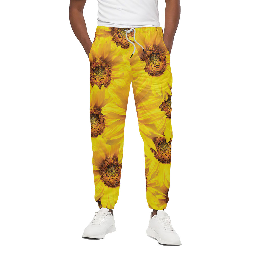Yellow Sunflower Print Cotton Pants