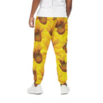Yellow Sunflower Print Cotton Pants