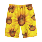 Yellow Sunflower Print Cotton Shorts
