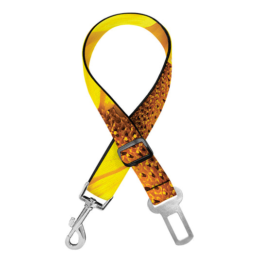 Yellow Sunflower Print Dog Seat Belt