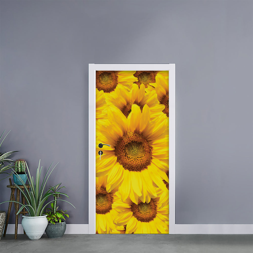 Yellow Sunflower Print Door Sticker