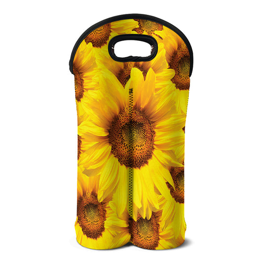 Yellow Sunflower Print Double Neoprene Wine Tote