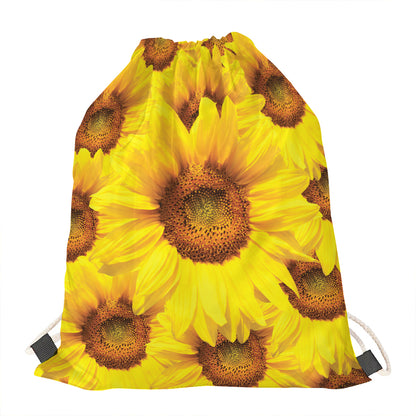 Yellow Sunflower Print Drawstring Bag