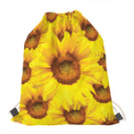 Yellow Sunflower Print Drawstring Bag