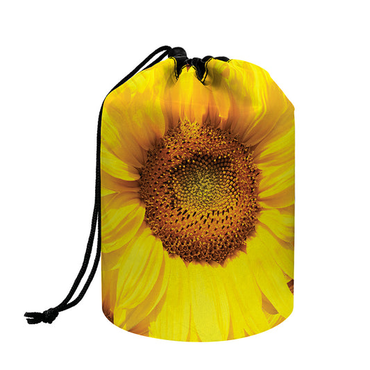 Yellow Sunflower Print Drawstring Makeup Bag