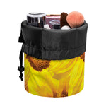 Yellow Sunflower Print Drawstring Makeup Bag