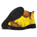 Yellow Sunflower Print Flat Ankle Boots