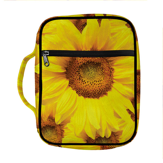 Yellow Sunflower Print Front Pocket Bible Bag