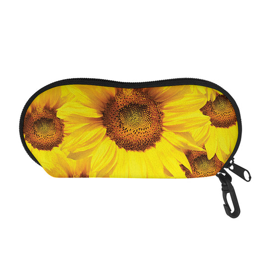 Yellow Sunflower Print Glasses Case