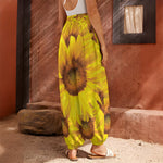 Yellow Sunflower Print Harem Pants