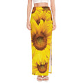 Yellow Sunflower Print High Slit Maxi Skirt
