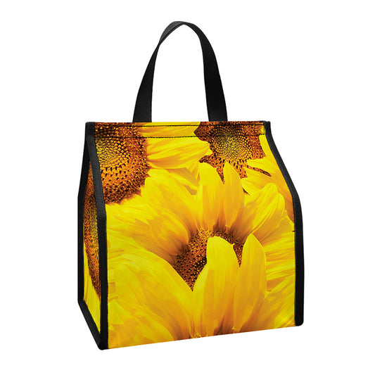 Yellow Sunflower Print Insulated Lunch Tote