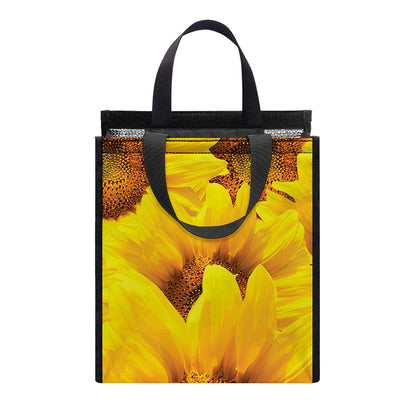 Yellow Sunflower Print Insulated Lunch Tote
