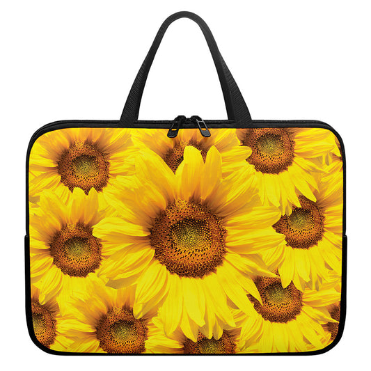 Yellow Sunflower Print Laptop Sleeve With Handle