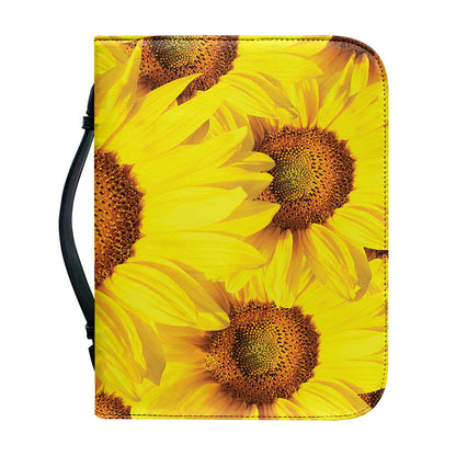 Yellow Sunflower Print Leather Bible Cover