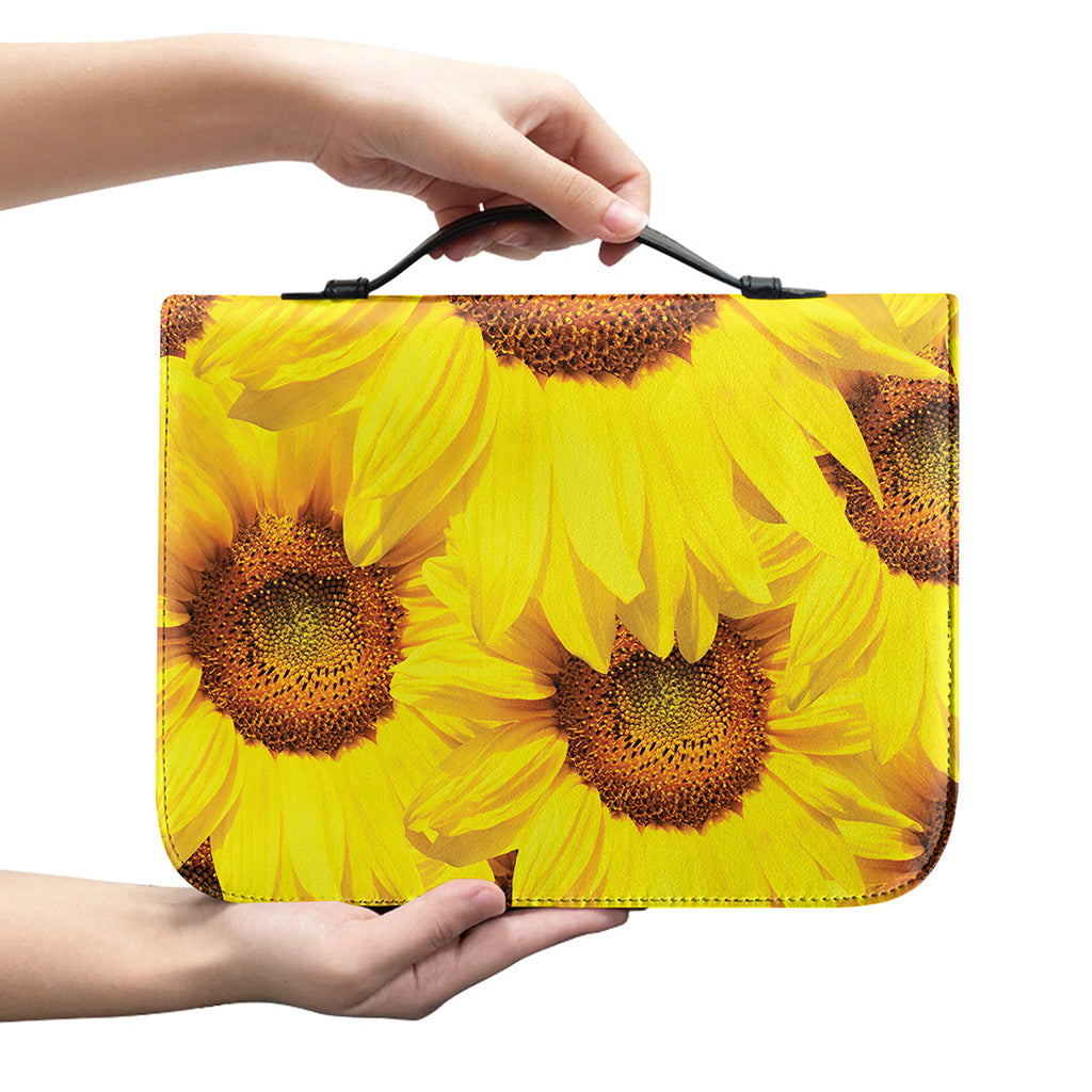 Yellow Sunflower Print Leather Bible Cover