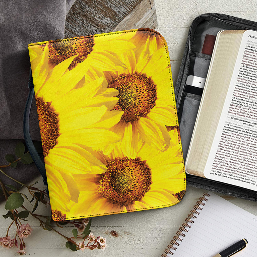 Yellow Sunflower Print Leather Bible Cover