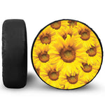 Yellow Sunflower Print Leather Spare Tire Cover